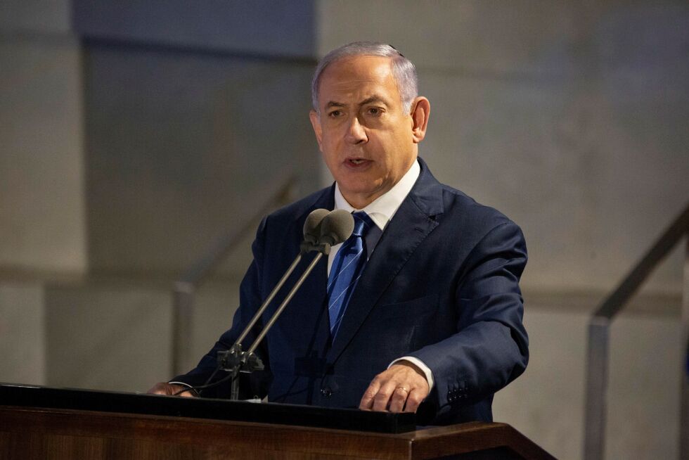 Israels statsminister Benjamin Netanyahu presenterer sin nye plan.
 Foto: Esty Dziubov/TPS