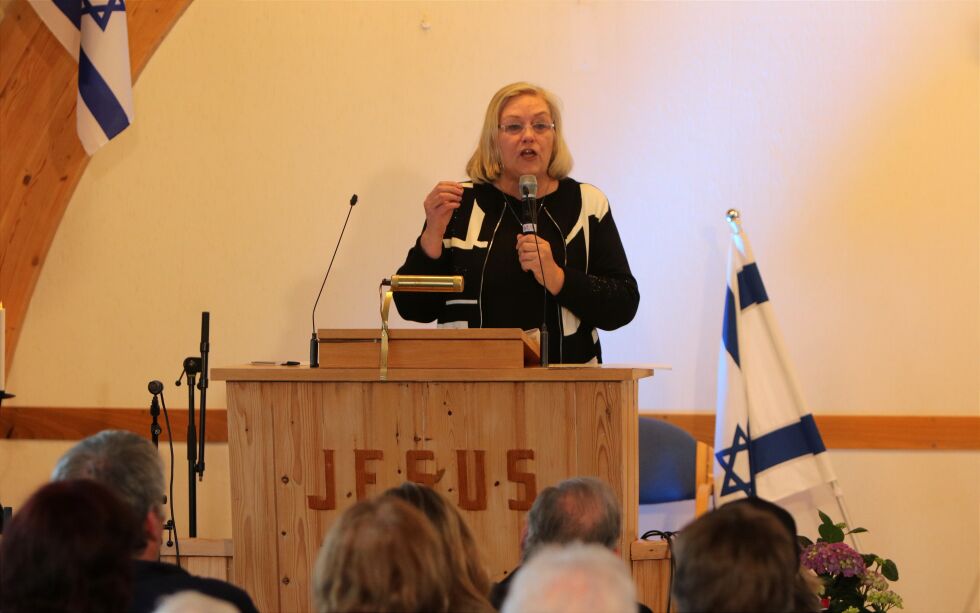 KRISTNINGSJUBILEET 2024: Anita A. Sæle holdt appell på folkefesten på Moster Kristi himmelfartsdag.
 Foto: Rune Hansen