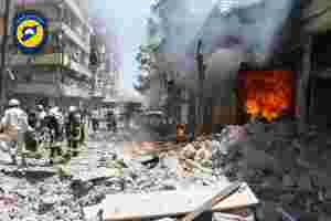 Sivile flykter fra bombene i Øst-Aleppo