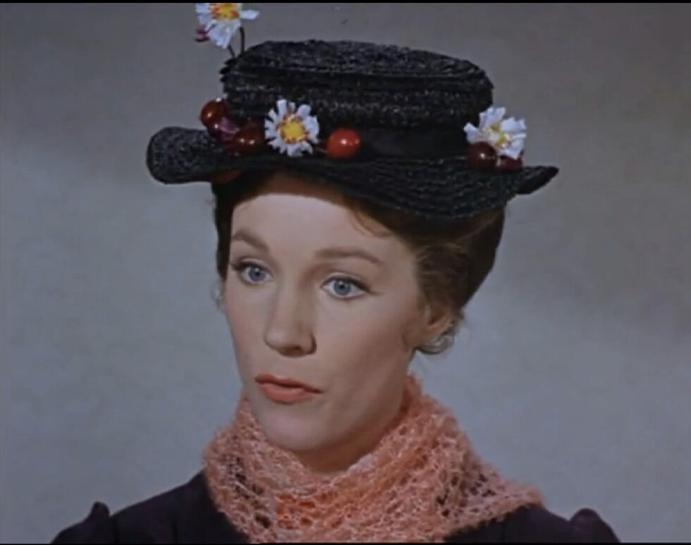 KJENT FILM: Mary Poppins med Julie Andrews i hovedrollen, fikk fem Oscar.
 Foto: Skjermdump Wikipedia
