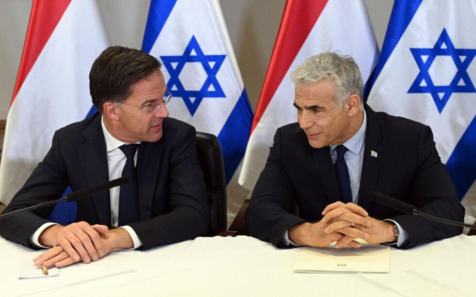 Nederlands statsminister Mark Rutte møtte denne uken israels statsminister Yair Lapid. De to snakket blant annet om energibehovet i Europa.
 Foto: Nir Sharf/GPO