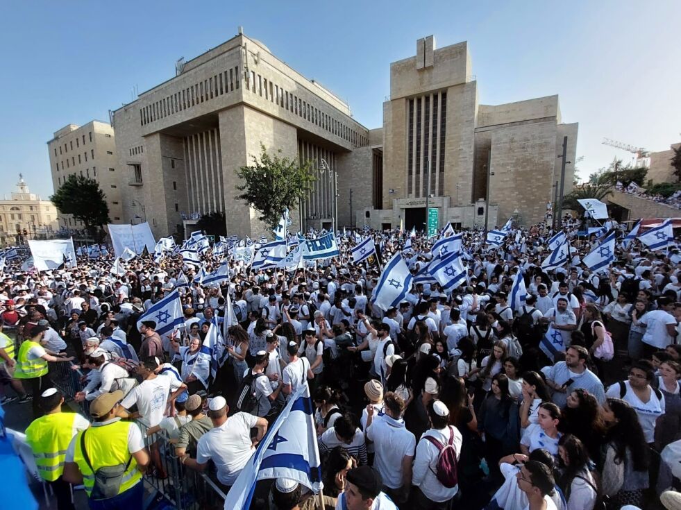 Over 70.000 israelere deltok i flaggparaden under årets Jerusalem-dag.
 Foto: Eitan Schweber/TPS