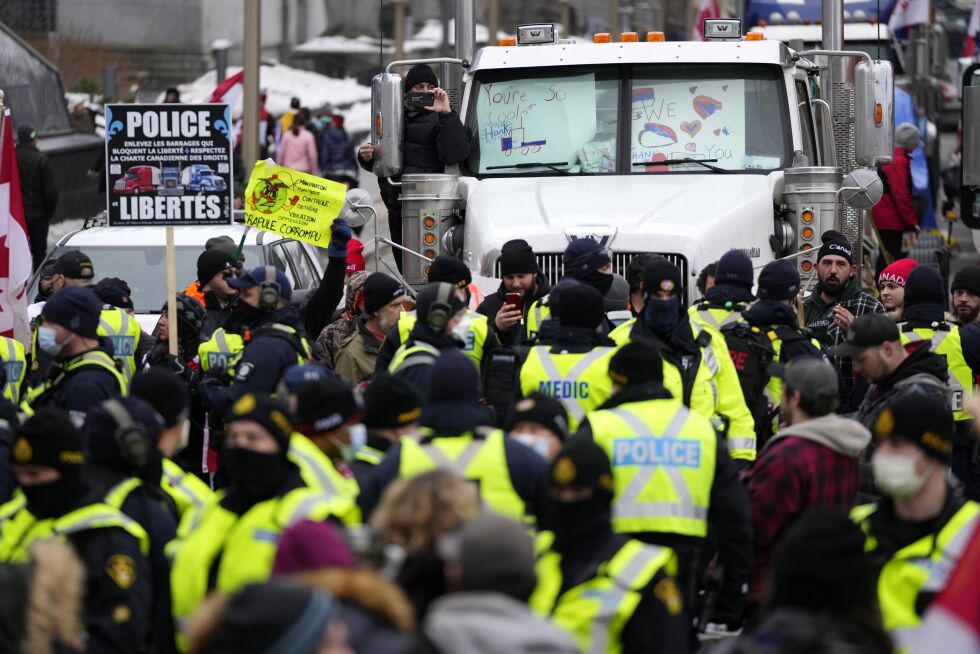 Trailer-karavanen: Protestene i Canada er omfattende, men blir nesten ikke dekket av det store mediene.
 Foto: NTB