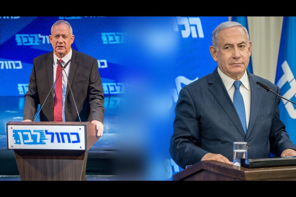 Leder for Blå og Hvit Benny Gantz og statsminister Benjamin Netanyahu er begge sterk i troen på at de selv vil stå igjen som vinner etter det tredje valget i Israel det siste året.
 Foto: Kobi Richter/TPS