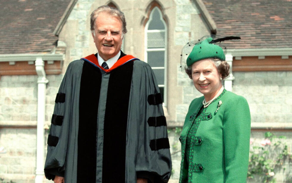 Verdensevangelist Billy Graham hadde et godt forhold til Dronning Elizabeth II.
 Foto: Billy Graham/Facebook