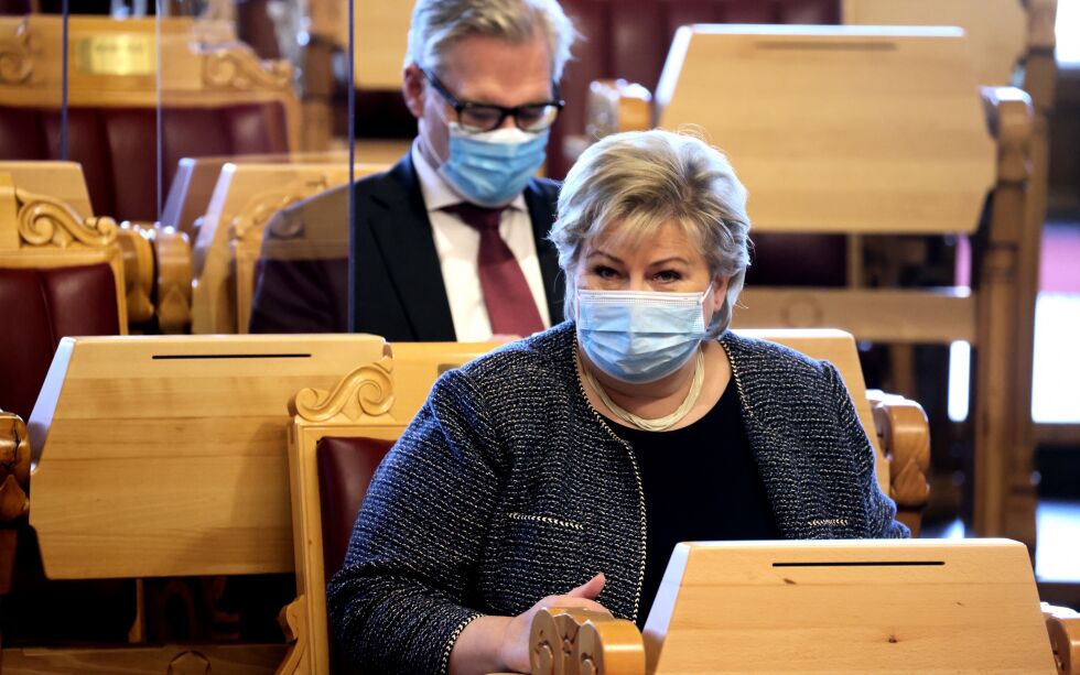 Statsminister Erna Solberg la fram tre mulige scenarioer for utviklingen av koronapandemien det neste året. Arkivbilde.
 Foto: NTB