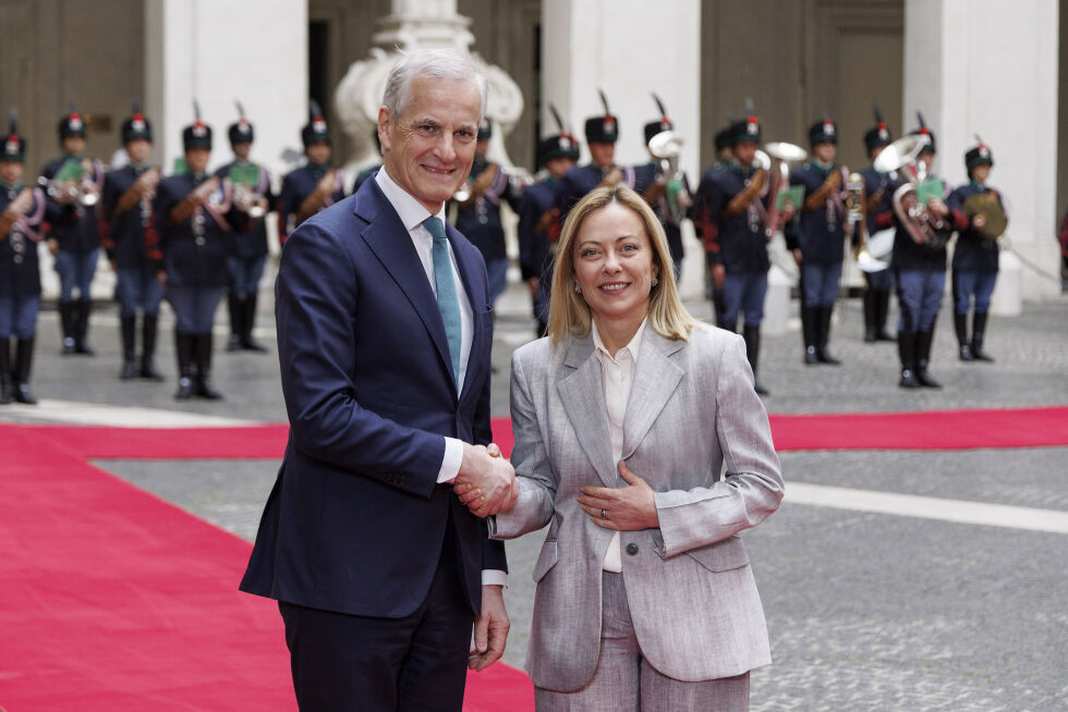 Mandag var statsminister Jonas Gahr Støre (Ap) i Roma for å ha et møte med Italias statsminister Giorgia Meloni.
 Foto: Roberto Monaldo / LaPresse / AP / NTB