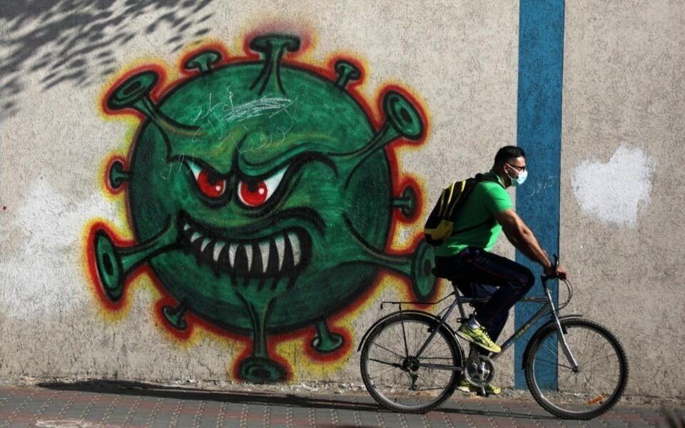 Dette grafittiviruset pryder en husvegg i Gaza.
 Foto: Majdi Fathi / TPS