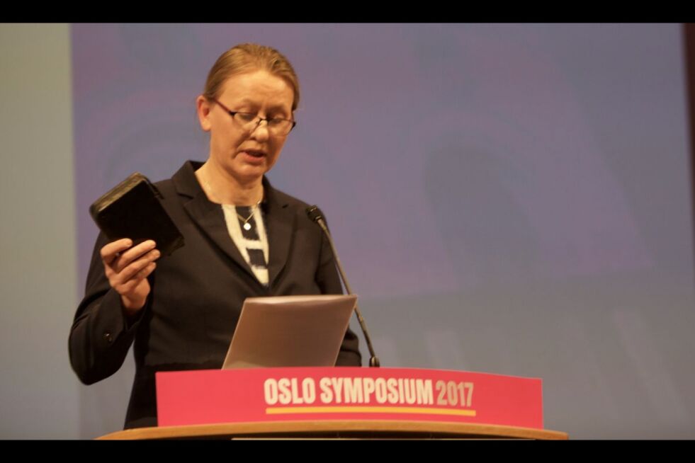 Katarzyna Jachimowicz talte om sin kamp for samvittighetsfriheten på Oslo Symposium tidligere i år. Foto: Marion Haslien