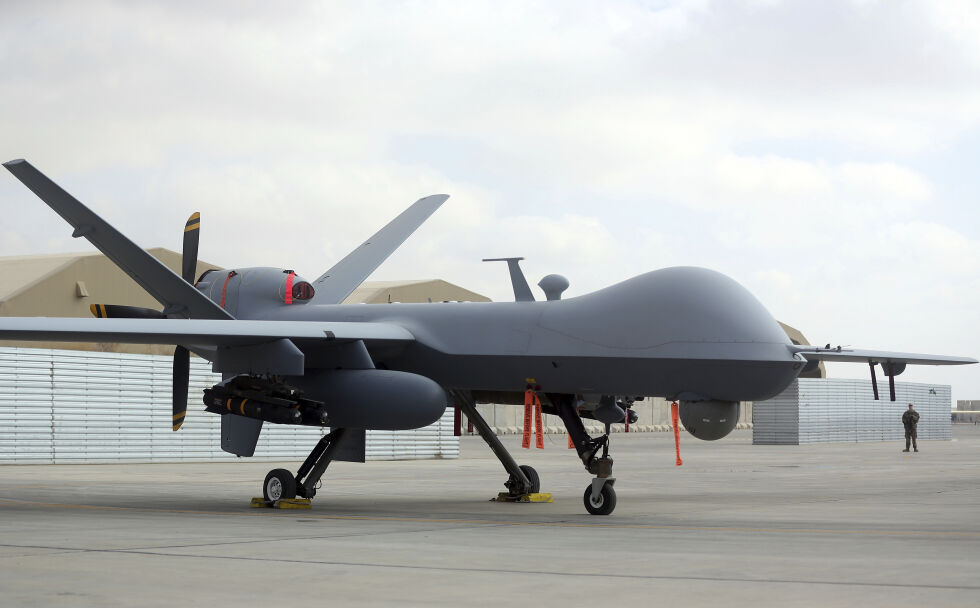 Det var en drone av denne typen, MQ-9, en såkalt Reaper-drone, som russiske jagerfly tvang i senk tirsdag ifølge amerikanske myndigheter.
 Foto: AP