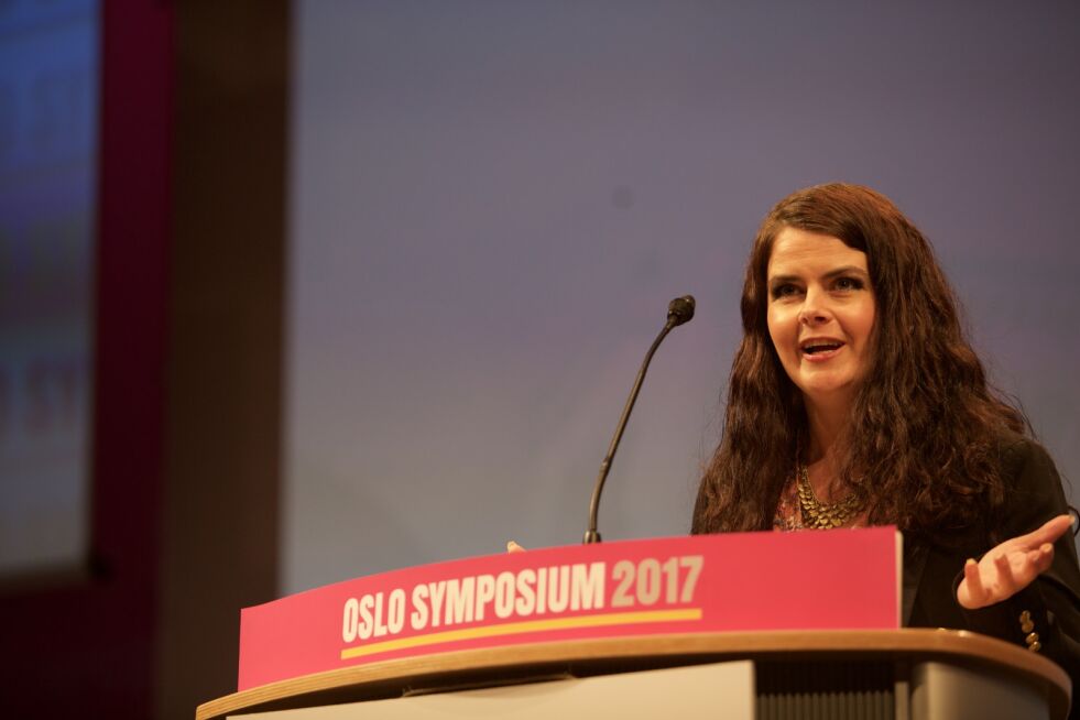 Trine Overå Hansen under talen på Oslo Symposium i 2017.
 Foto: Marion Haslien