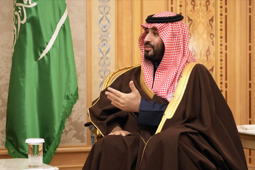 Saudi-Arabias kronprins Mohammed bin Salman i møte med USAs utenriksminister Antony Blinken i Riyadh, Saudi-Arabia, mandag 5. februar 2024.
 Foto: AP Photo/Schiefelbein, Pool/NTB.