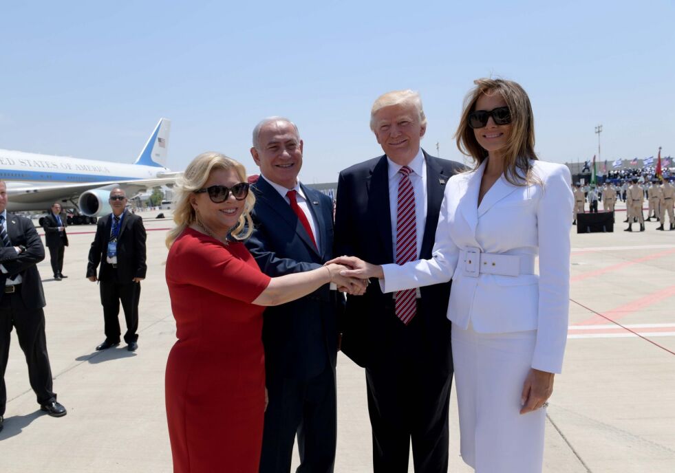 Besøk: Israels statsminister, Benjamin Netanyahu og hans kone Sarah møter USAs president, Donald Trump og hans kone Melania.
 Foto: Ashernet