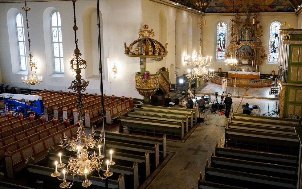 Ottesang i Oslo domkirke første påskedag 2020 ved biskop Kari Veiteberg ble strømmet på nett. Illustrasjonsbilde.
 Foto: Fredrik Hagen / NTB