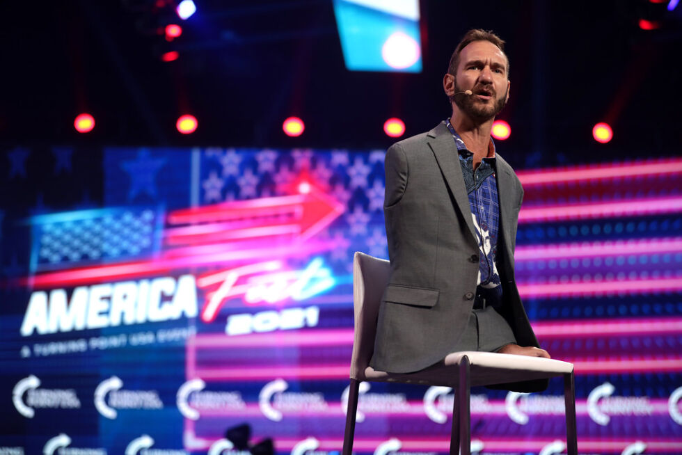 Nick Vujicic, evangelisten uten armer og ben - en tydelig stemme for Israel.
 Foto: Gage Skidmore, Flickr. Creative Commons License 2.0.