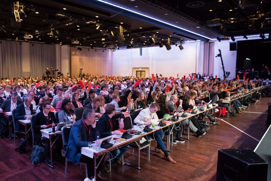 Arbeiderpartiets landsmøte åpner torsdag 4. april klokken 13. Bildet er fra landsmøtet i 2017.
 Foto: Tore Sætre / Flickr.com / CC