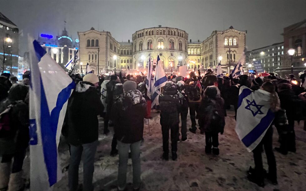 Fra en markering på nyåret foran Stortinget til støtte for Israel.
 Foto: Trine O. Hansen