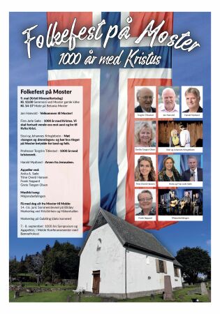 1000 år med Kristus: Folkefest på Moster 9. mai / Buss fra Bergen Bystasjon og Sandnes! Ta med flagg og godt humør!
