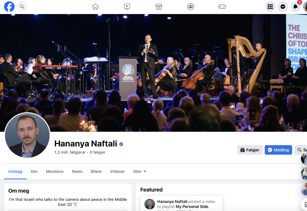 Hananya Naftali har ikke postet på sosiale medier siden 29. oktober.
 Foto: Skjermdump: Facebook