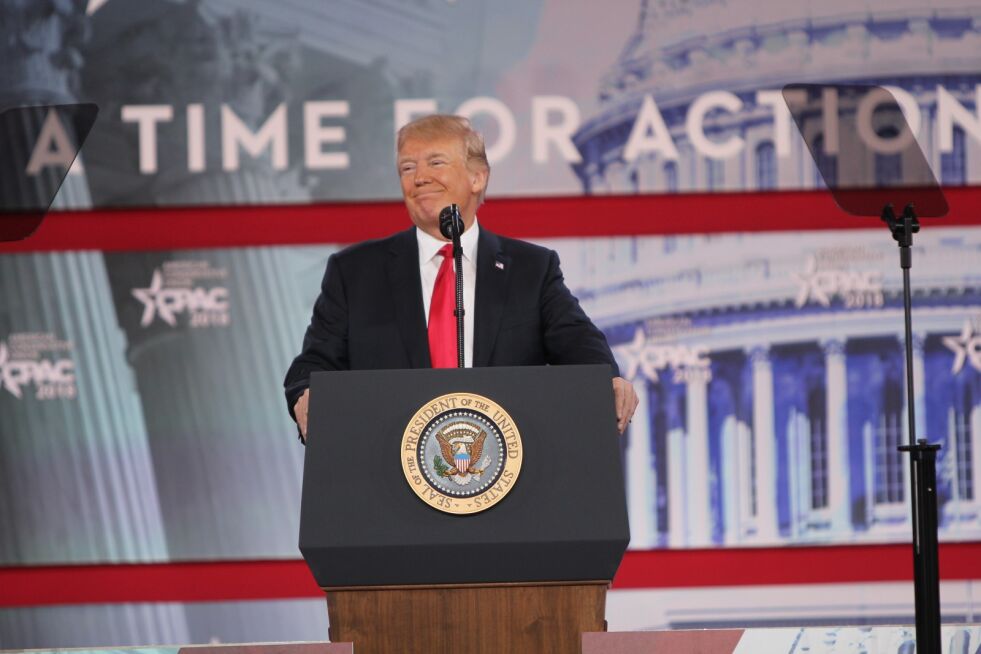 Donald Trump hyllet Billy Graham i sin tale til CPAC 2018.
 Foto: Bjarte Ystebø