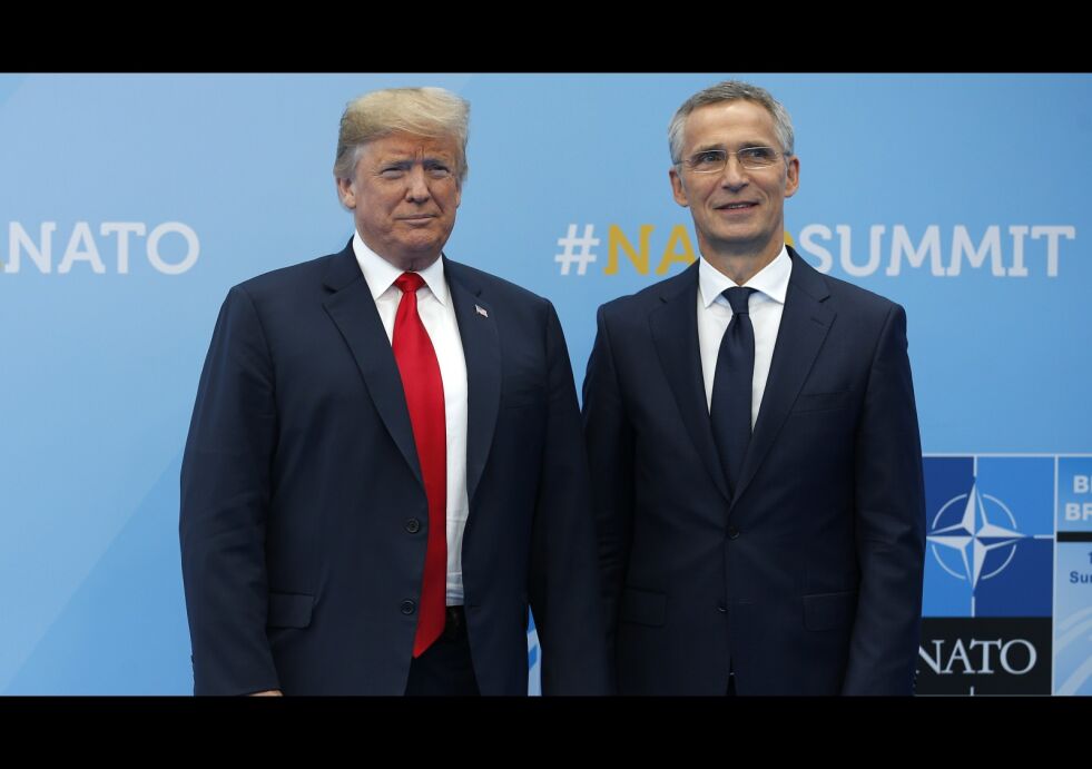 USAs president Donald Trump og NATOs generalsekretær Jens Stoltenberg under et NATO-møte i Brussel i 2018.
 Foto: AP / NTB Scanpix