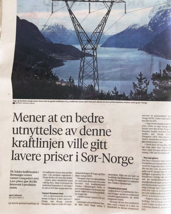 Vi Klarte å bYgge linjer til Tyskland, som gir DYR strøm, men ikke til Sunnfjord,  som gir billig Strøm