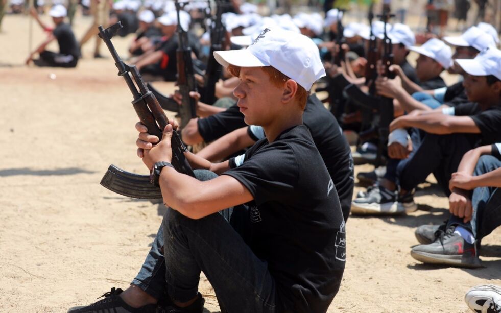 Deltakere på sommerleiren til Islamsk Jihad på Gazastripen. Bildet er tatt 27. juni 2021.
 Foto: Majdi Fathi/TPS