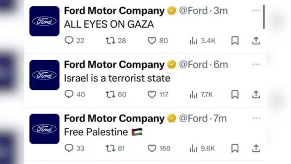 Ford beklager etter at X-kontoen postet: «Israel er en terrorstat»