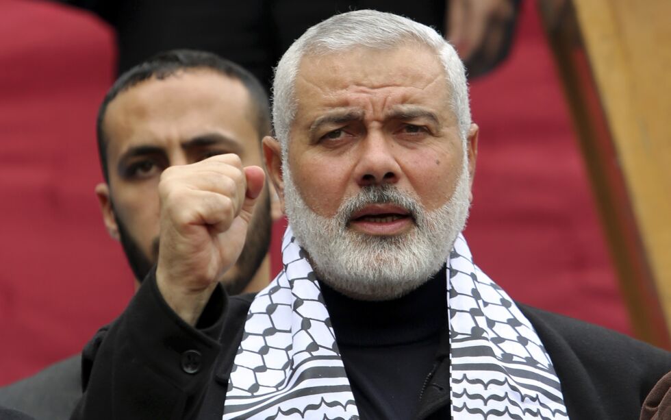 Ismail Haniyeh er gjenvalgt som leder for Hamas' politiske fløy, opplyser bevegelsen. Han hadde ingen motkandidater.
 Foto: Adel Hana / NTB