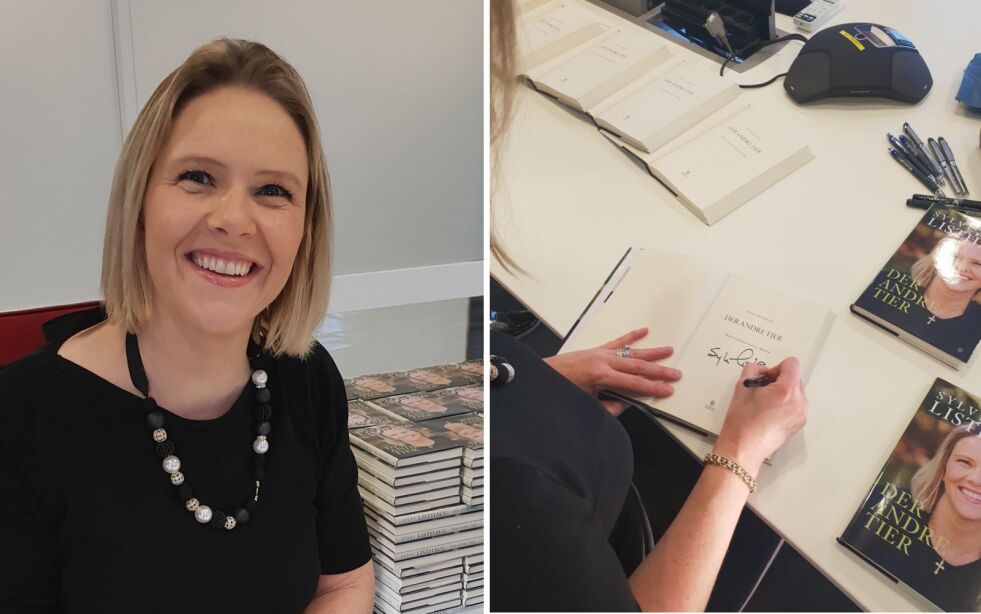 BOKAKTUELL: Her signerer Sylvi Listhaug boken «Der andre tier».
 Foto: Facebook