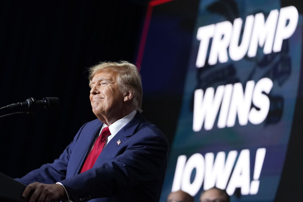 PRESIDENVALGET I USA 2024: Donald Trump var den suverene vinner av nominasjonsvalget i Iowa.
 Foto: NTB/AP/Andrew Harnik