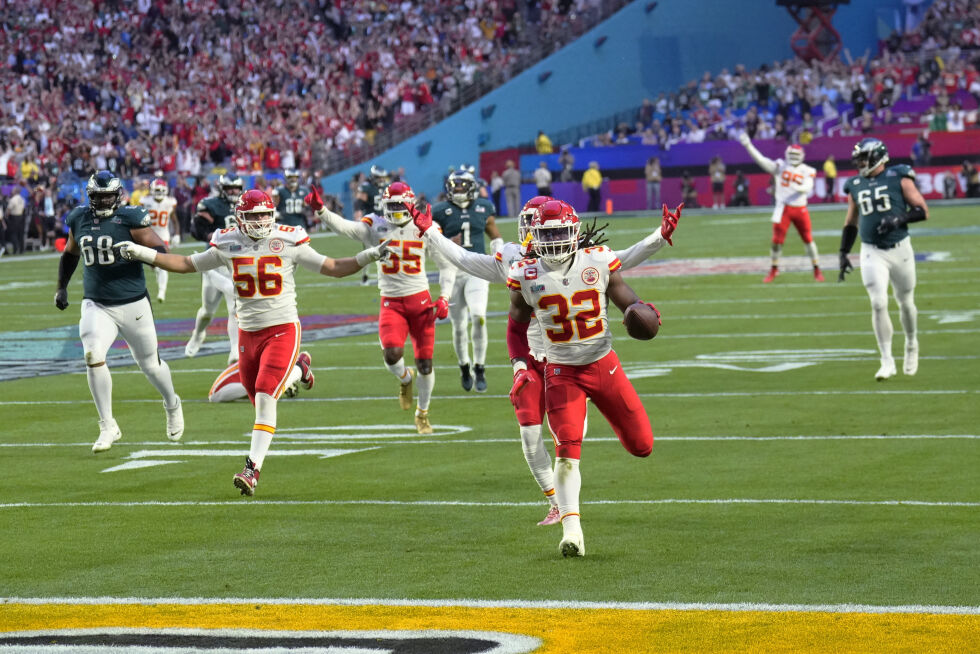Kansas City Chiefs vant NFL Super Bowl 57 på søndag I Glendale, Arizona. «The Chiefs» slo Philadelphia Eagles 38-35.
 Foto: NTB/AP/Ross D. Franklin