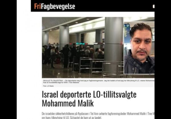 LO-tillitsvalgt kastet ut av Israel