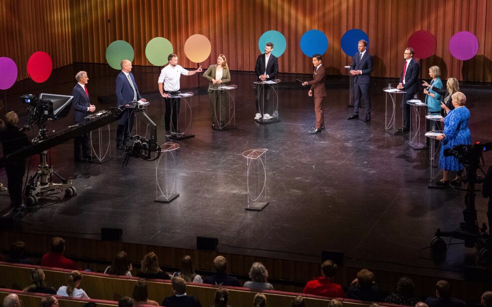 Siden stortingsvalget i 2017 har én av tre velgere byttet parti, viser en ny undersøkelse. Bildet er fra fredagens partilederdebatt i Bodø.
 Foto: Håkon Mosvold Larsen / NTB