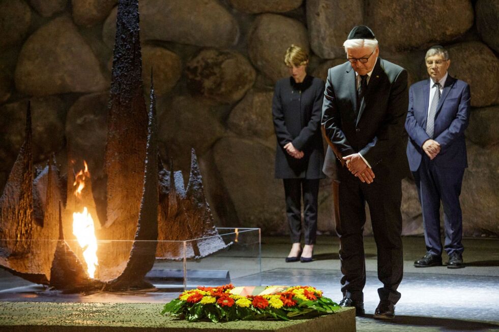 Tysklands president Frank Walter Steinmeier på besøk ved Yad Vashem i Jerusalem.
 Foto: Hillel Maeir/TPS