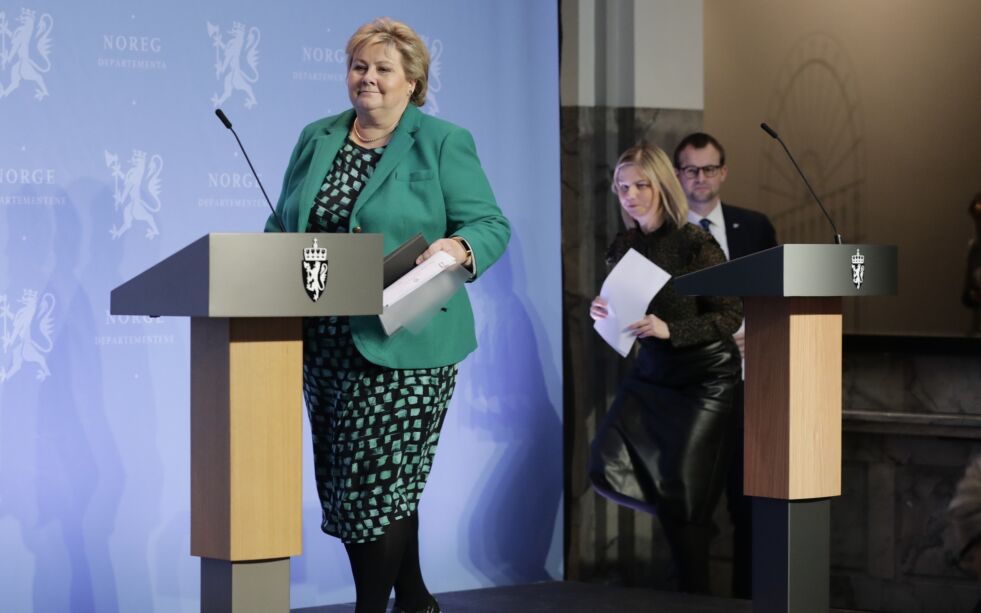 Statsminister Erna Solberg kunne ikke love omfattende lettelser av koronatiltakene fra regjeringen på dagens pressekonferanse.
 Foto: Berit Roald / NTB