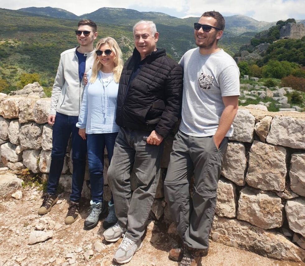 Benjamin Netanyahu med familien på Golan-høydene.
 Foto: GPO