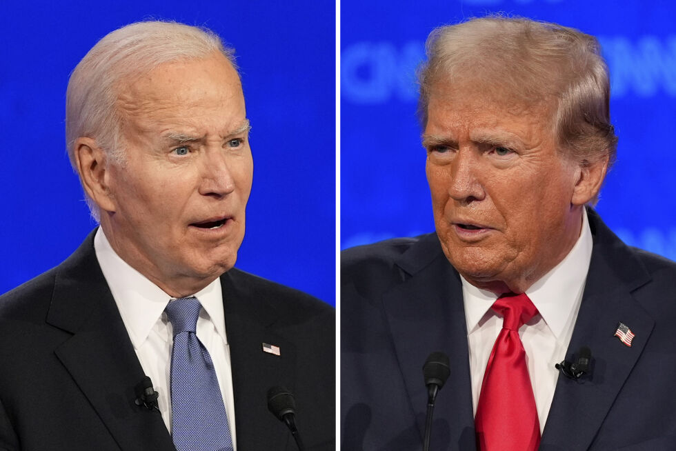 Joe Biden og Donald Trump møttes til debatt, kl. 03:00 norsk tid, natt til fredag 28. juni.
 Foto: Gerald Herbert / AP / NTB