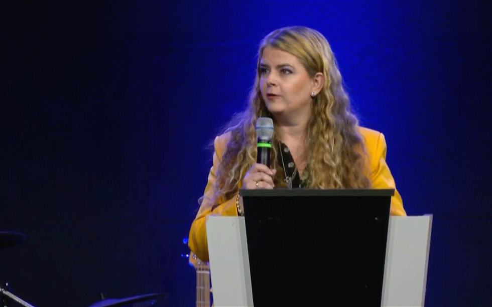 Jerusalem Prayer Breakfast Oslo:: Trine Overå Hansen, sjefredaktør i Norge IDAG, talte under JPB Oslo forrige helg.
 Foto: Skjermdump: Visjon Norge