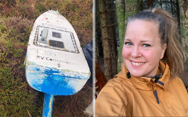 Høgteknologisk «Amerika-båt» i miniatyr stranda i fjøresteinane sørvest i Øygarden