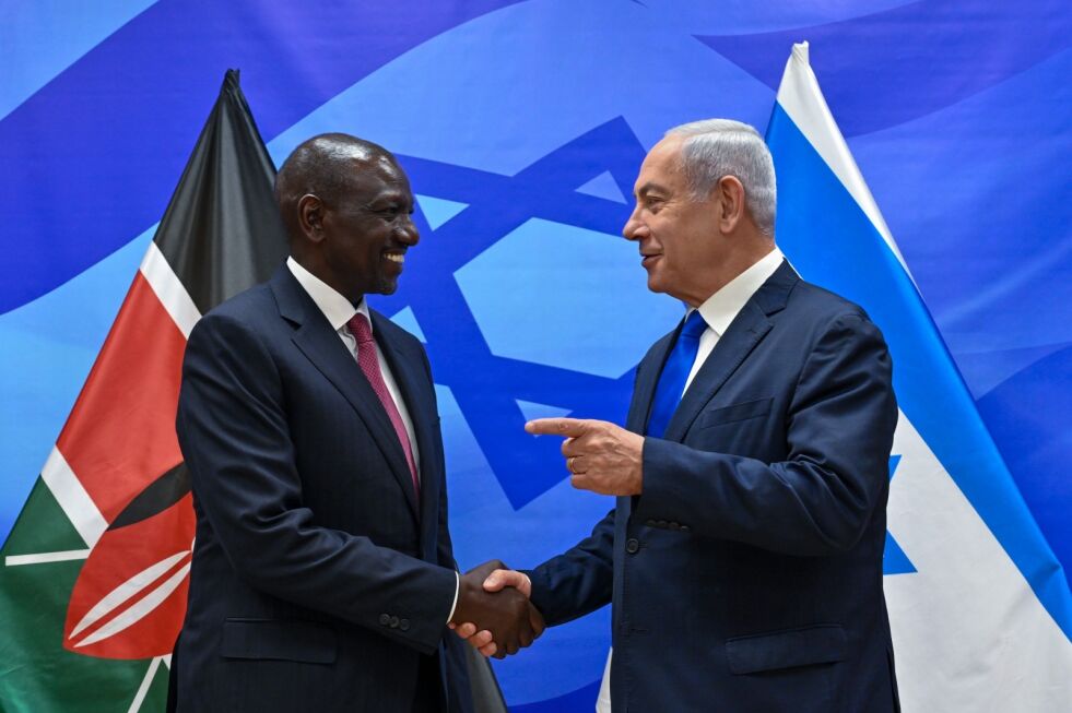 Israels statsminister Benjamin Netanyahu tok imot Kenyas president William Ruto i Jerusalem tirsdag 9. mai.
 Foto: Kobi Gideon (GPO)