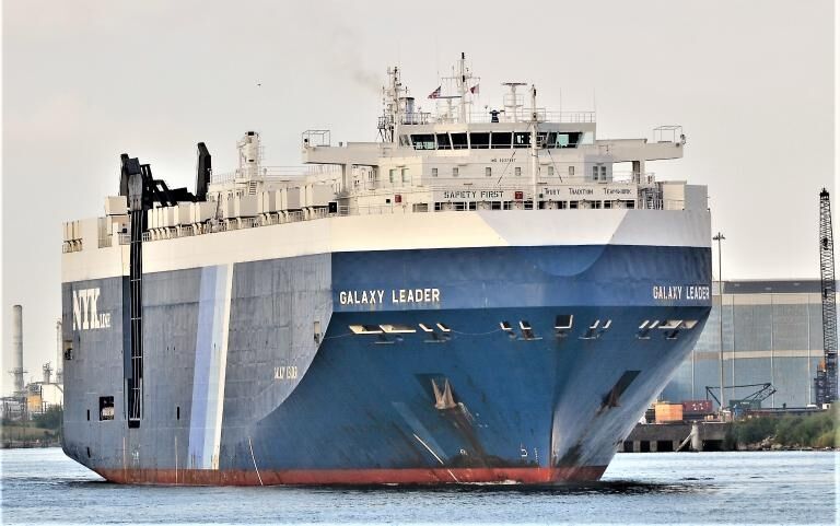 Det israelske skipet Galaxy Leader skal være kapret av houthiene.
 Foto: static.vesselfinder.net