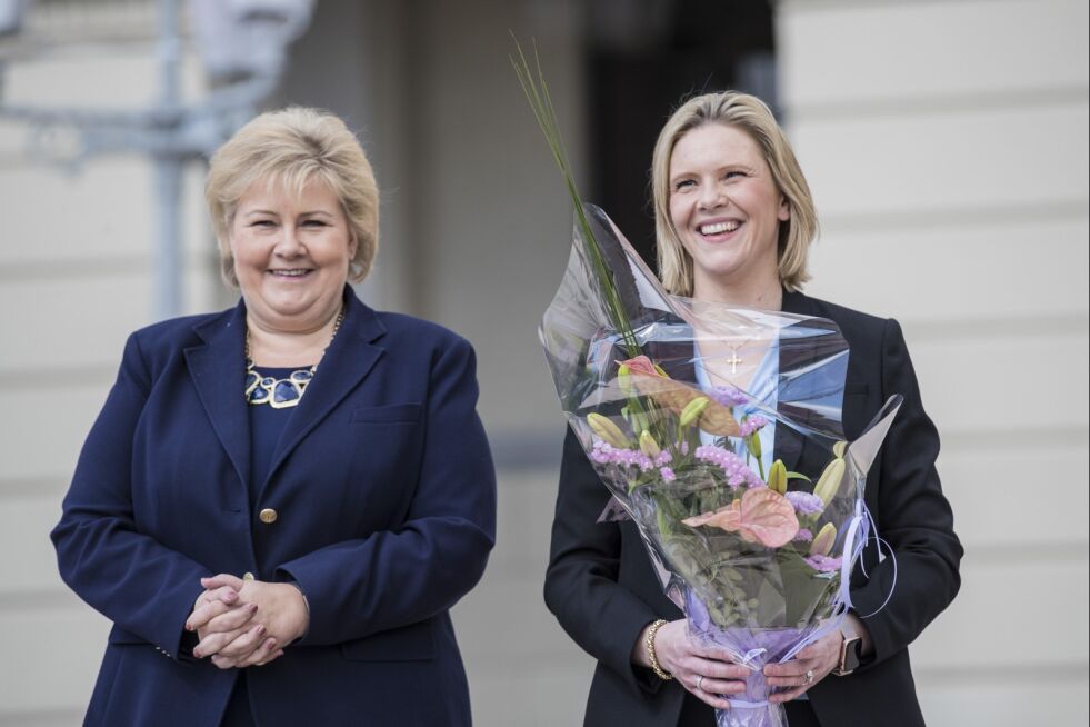 Statsminister Erna Solberg støtter Sylvi Listhaug som ny olje og energiminister.
 Foto: Stian Lysberg Solum/NTB Scanpix