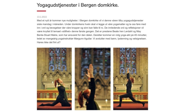 To prester inviterer til yoga-gudstjenester i Bergen domkirke