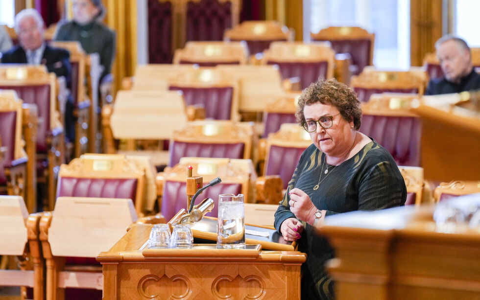 Spørretimen 15. februar 2023: Partileder Olaug Bollestad (KrF) under den muntlige spørretimen i Stortinget onsdag.
 Foto: Fredrik Varfjell / NTB