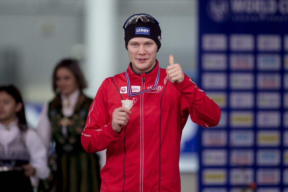 Ny sprintstjerne: Håvard Holmefjord Lorentzen tok nygleg tre gull i verdscupen på 500 og 1000 meter.
 Foto:  NTB/Scanpix
