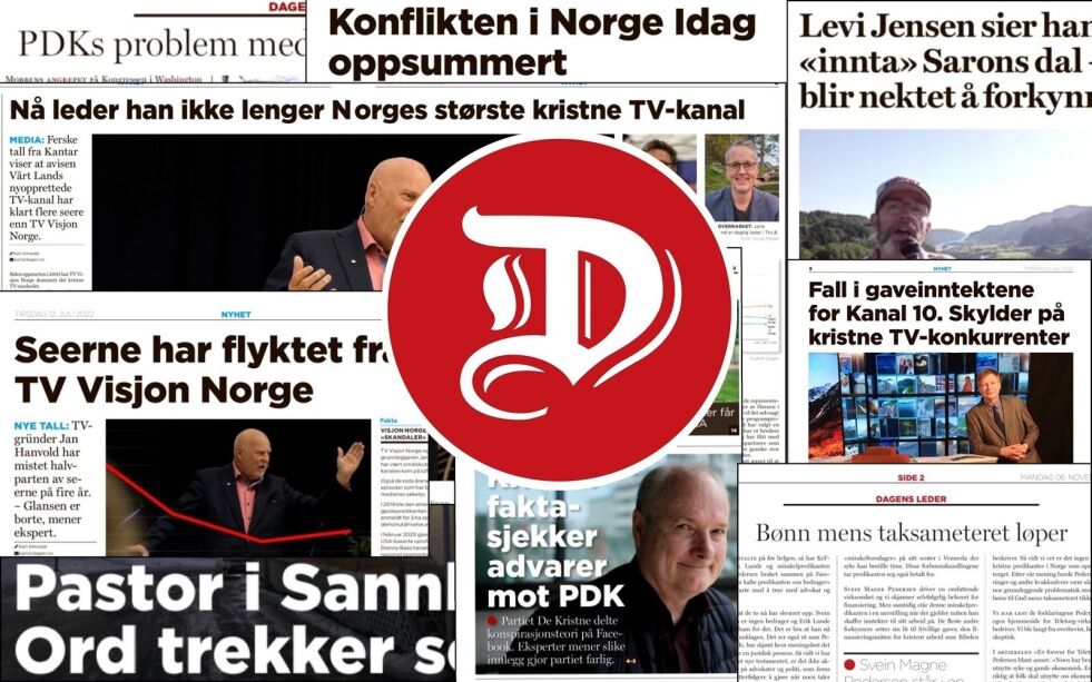 Gapestokk-journalistikk: Sjefredaktør Finn Jarle Sæle er kritisk til Dagens negative fokus.
 Foto: Faksimiler fra oppslag i Dagen