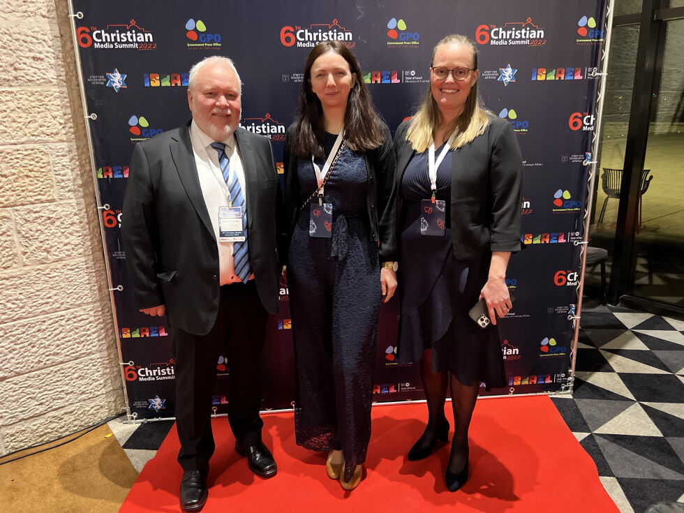 Fra venstre: Håkon Sengsvoll (TV Visjon Norge/Israelkanalen), Mette Kronstad Johnsen (BCC Media) og Elise Schøll (BCC Media).
 Foto: Trine Overå Hansen