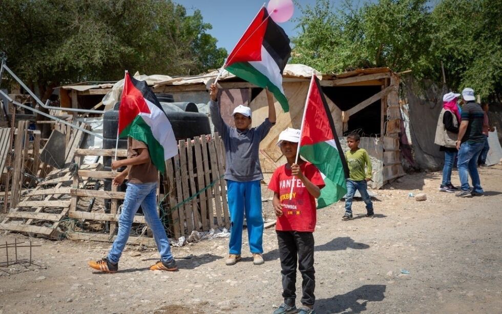 Palestinske barn på vei for å delta i en demonstrasjon på Vestbredden i 2018. Illustrasjonsbilde.
 Foto: Hillel Maeir/TPS