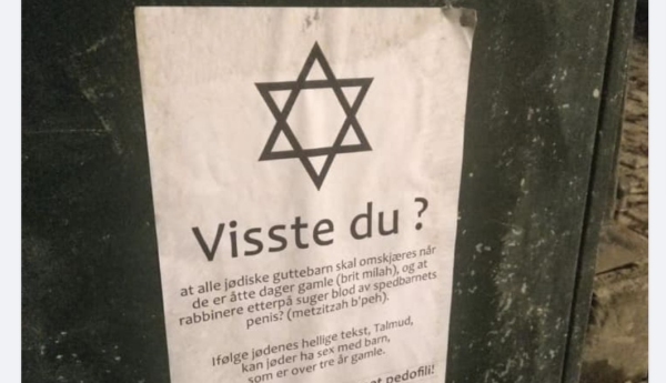 Klistret opp antisemittisk budskap ved Israels ambassade
